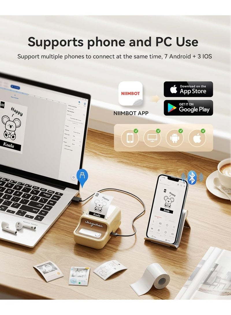 NIIMBOT B21 Upgraded B21 Pro Label Maker, 300DPI HD Label Printer, Bluetooth Sticker Label Printer, Inkless Thermal Label Maker Photos, Ideal for Notes, Study Graphics, Memo Maker, 50x30mm Label, 230Pcs - Image 4